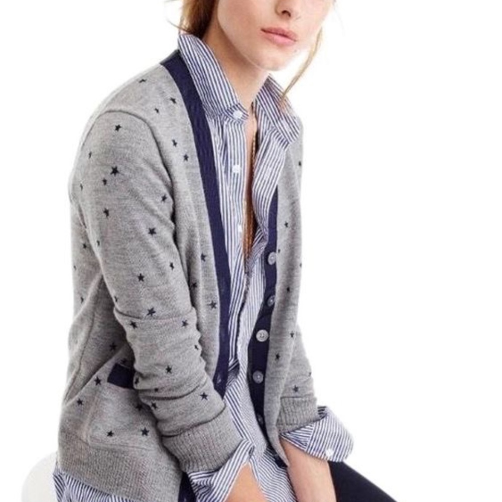 J.Crew Cardigan with Embroidered Stars Medium